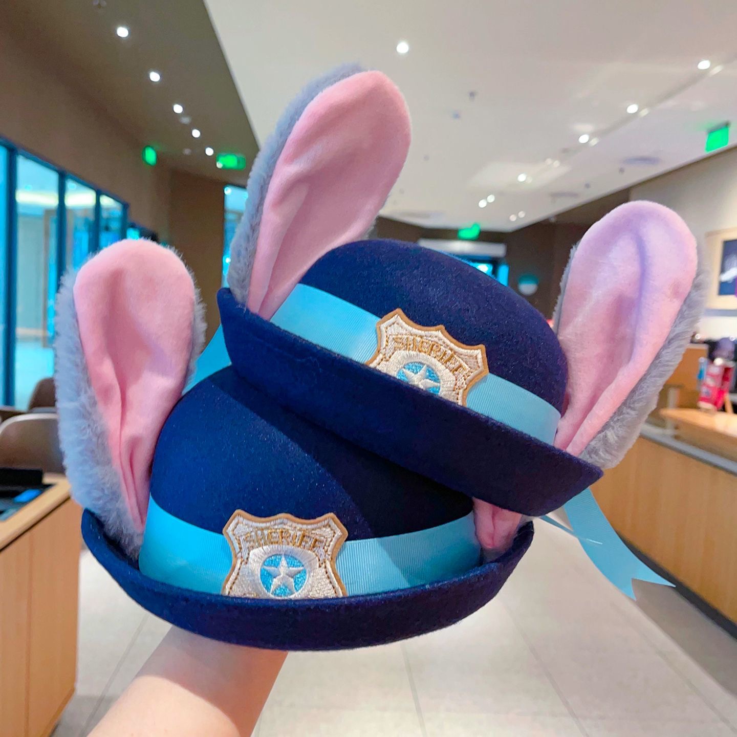 MN新款朱迪警官帽子兔子警官毛呢圆顶礼帽疯狂动物城同款头饰帽子