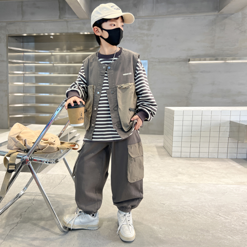 男童春秋季三件套洋气2025新款中大童时尚帅气秋装套装儿童男孩潮