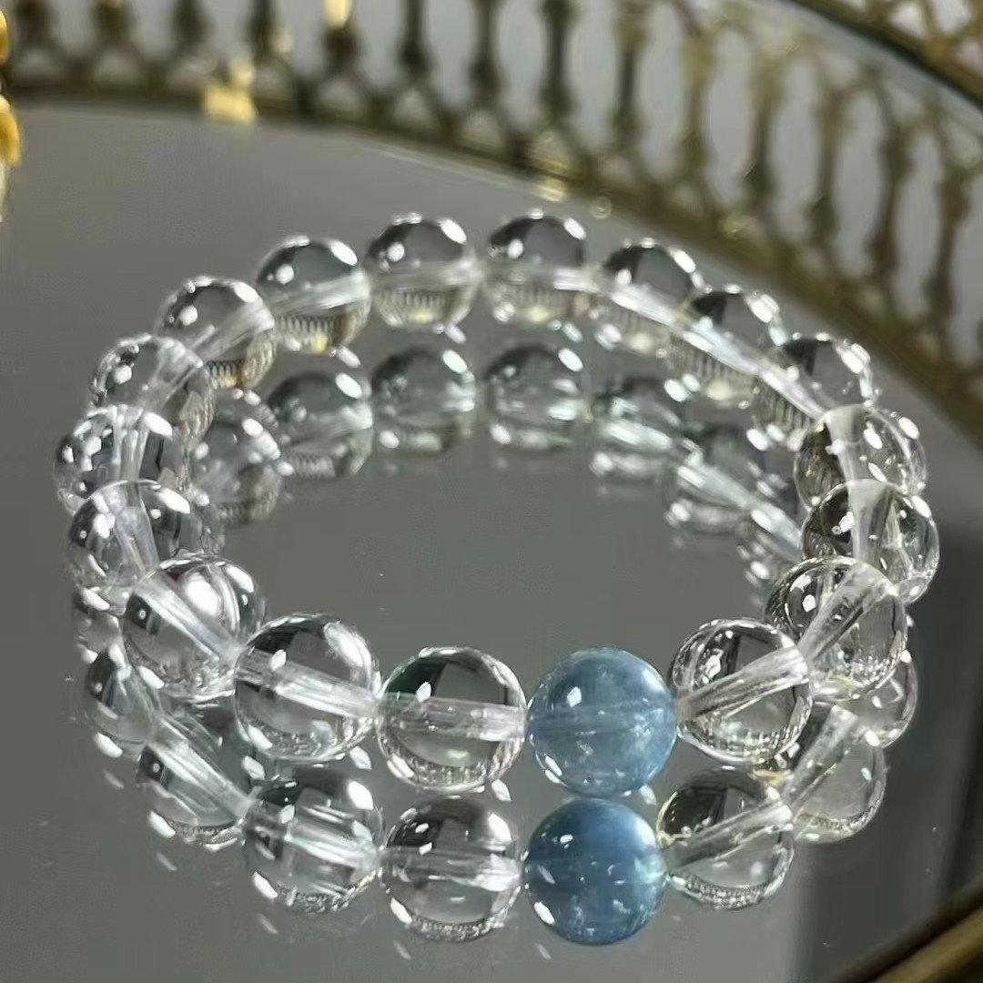 【露思同款】天然双A白水晶+海蓝宝天然白水晶海蓝宝国庆中秋礼盒装
