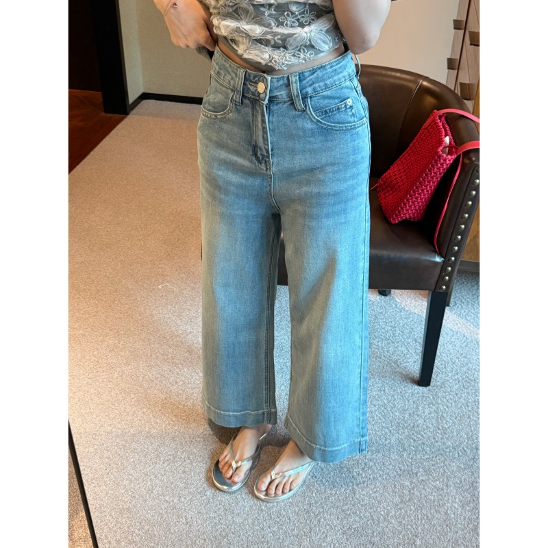 夏季女高腰牛仔裤九分裤直筒裤女复古cleanfit风-CK2025828