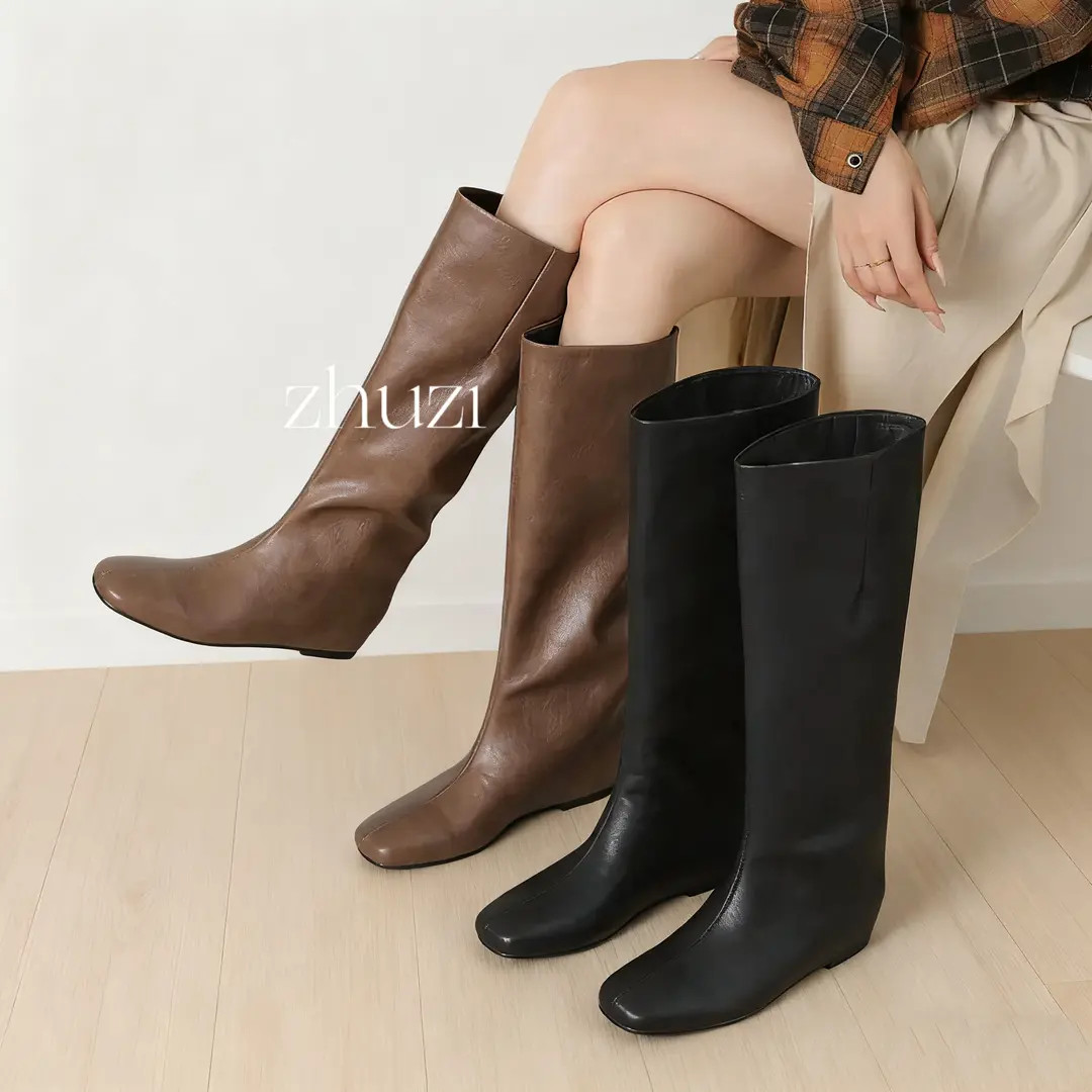 【竹子】大筒围真皮粗腿长筒靴女靴秋季款新款2025爆款百搭高筒283