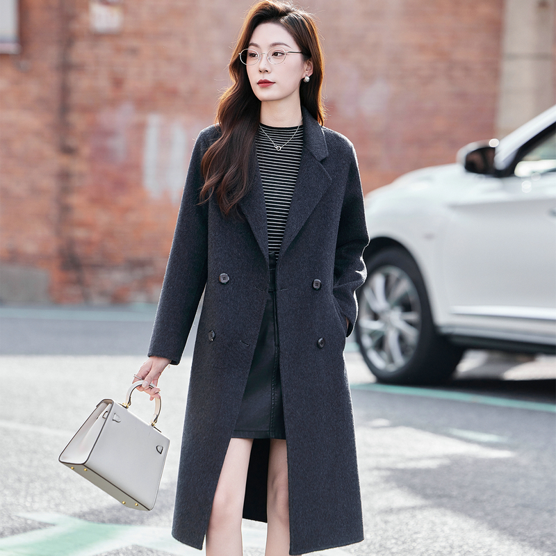 赫本风双面羊绒大衣女中长款2025秋冬季新款收腰显瘦羊毛呢子外套