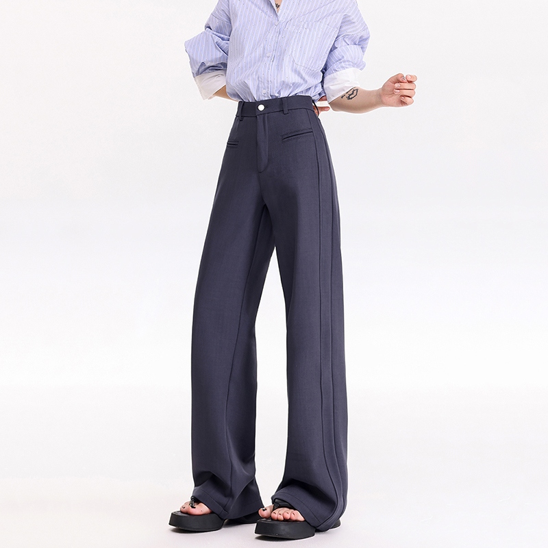 潮源复古高腰宽松阔腿裤高级西裤垂感百搭休闲女&长裤加长