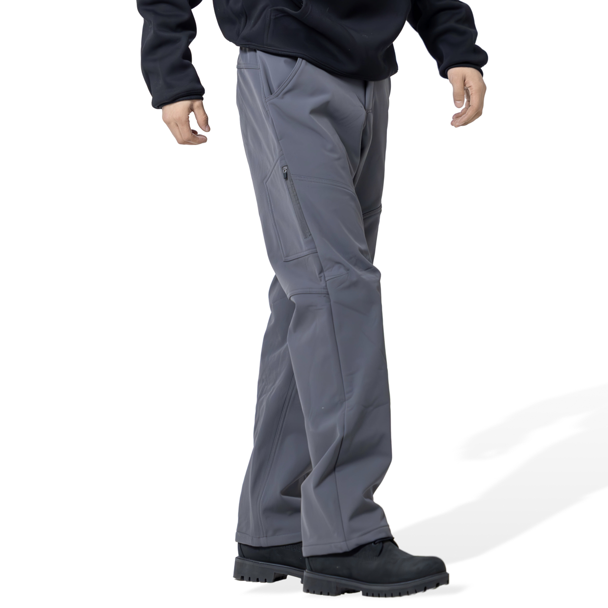 秋冬男士防风加绒加厚直筒立体剪裁休闲长裤