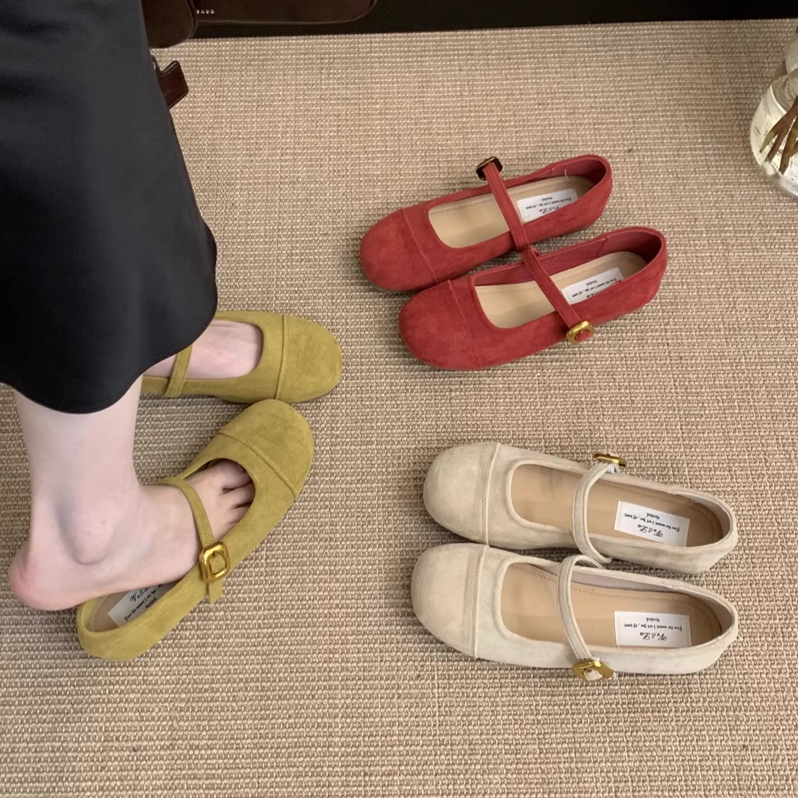 马克西姆浅口单鞋女2025春秋新款法式复古温柔仙女绒面玛丽珍鞋