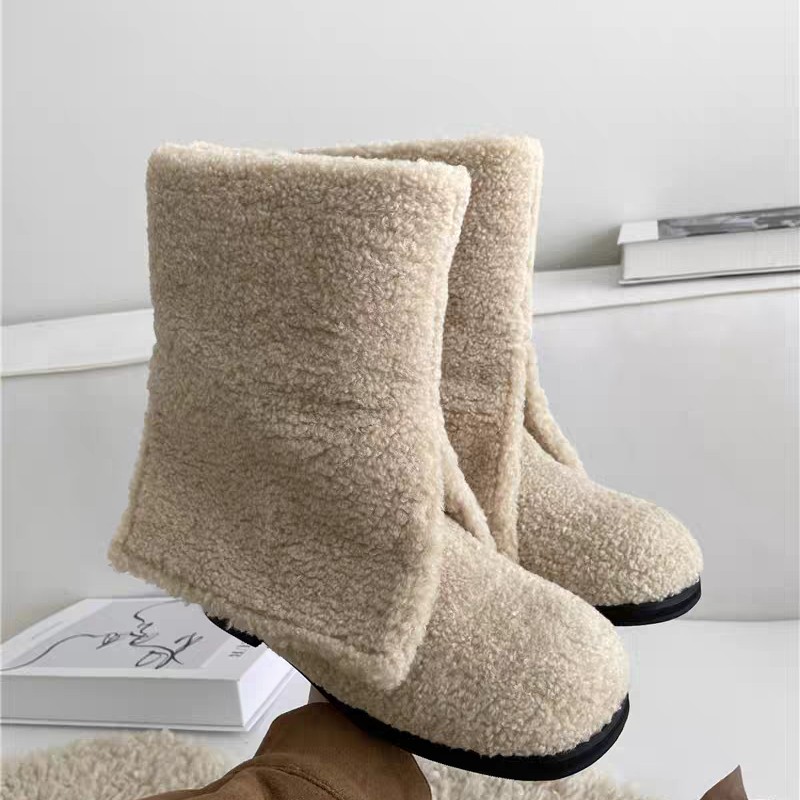 美拉德风开叉毛毛冬季加绒加厚保暖雪地靴