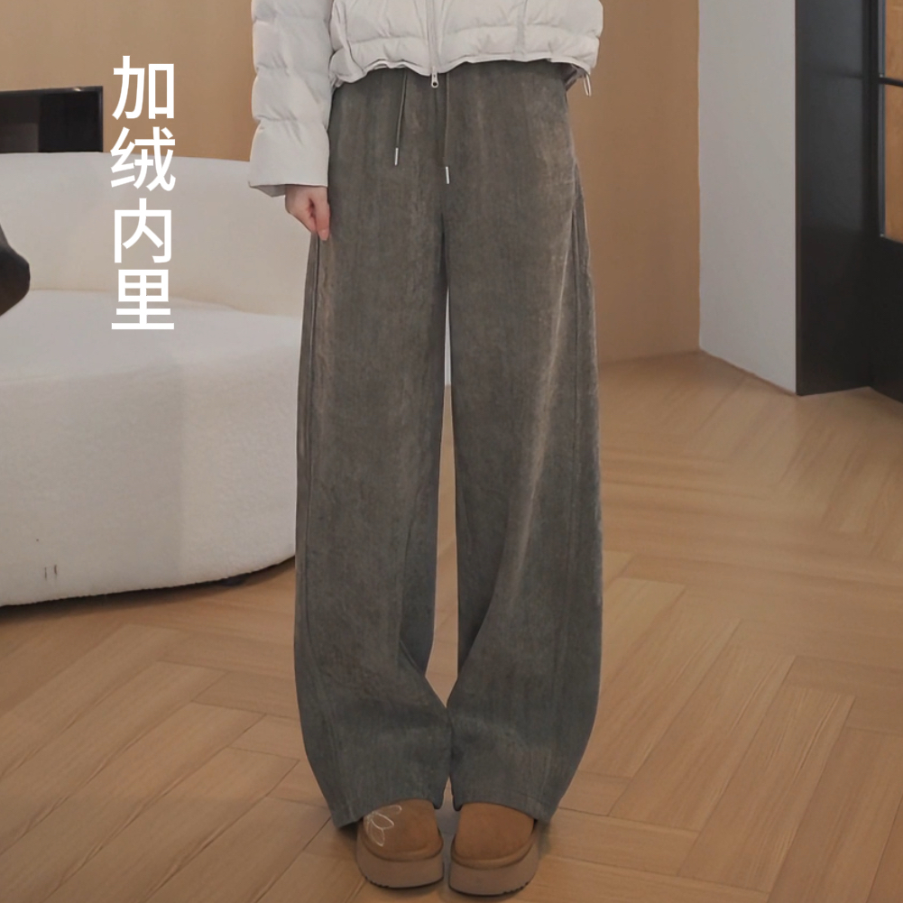 余紫绮【岩石2.0】文艺休闲复古百搭厚款+加绒中腰长裤YA2588054