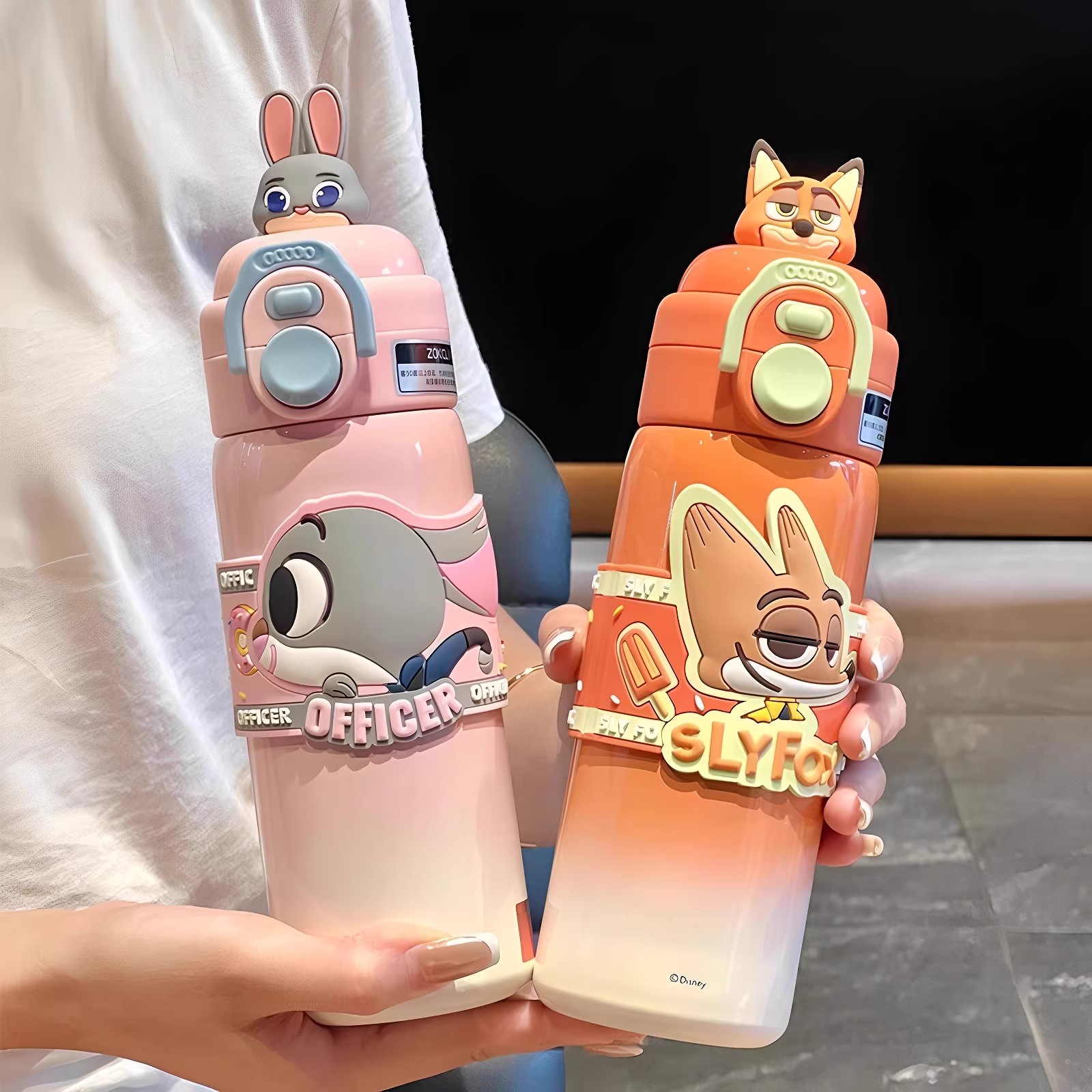 奇怡疯狂动物城保温杯女生可爱高颜值双饮吸管水杯小学生上学专用