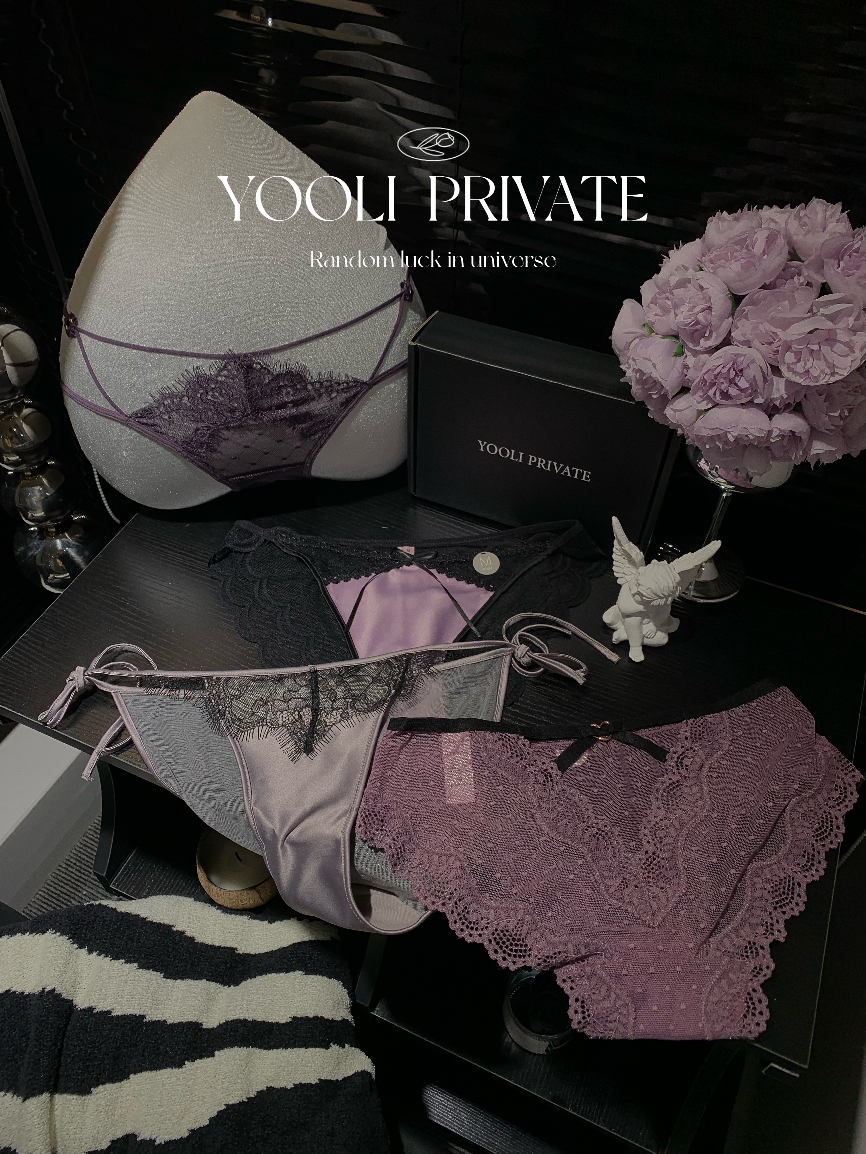 “珠光紫气”性感纯欲约会网纱蕾丝边内裤