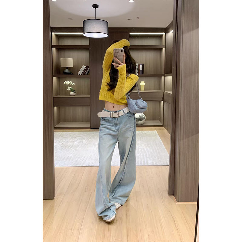 秋季小众设计感简约风修身显瘦针织上衣休闲百搭时尚阔腿长裤套装