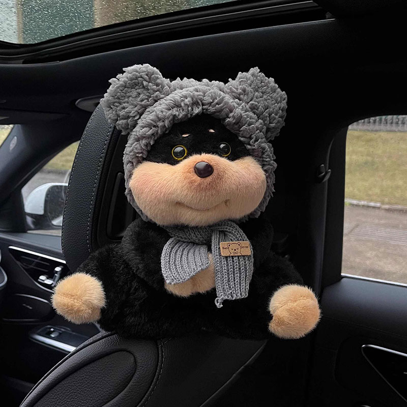 新品蜜蜂小狗车载纸巾盒汽车抽纸盒毛绒公仔玩偶车内装饰摆件可爱