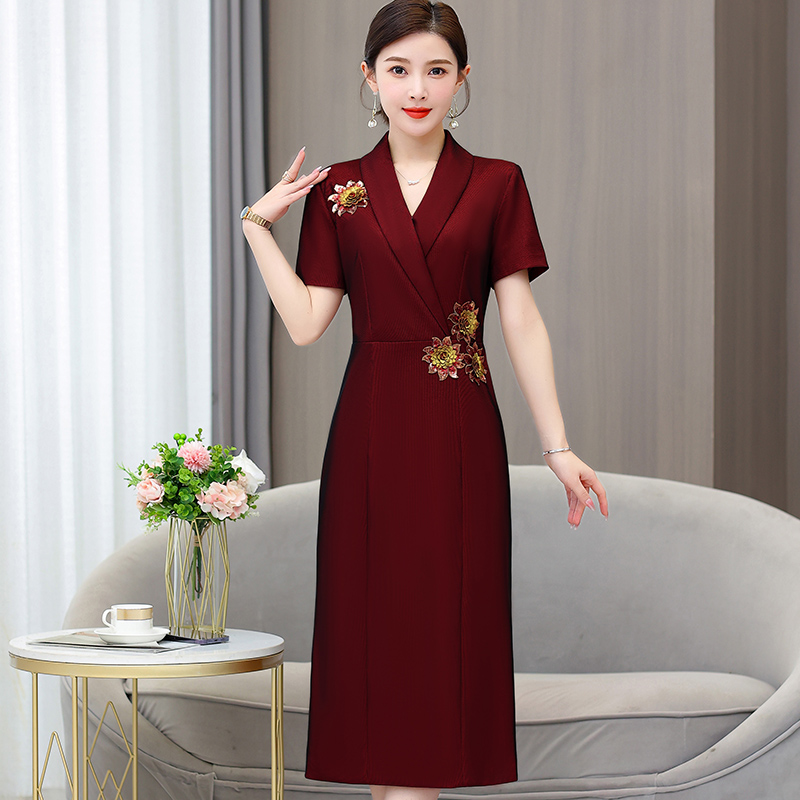 上档次连衣裙旗袍婚礼妈妈装婚宴礼服高端洋气中长款喜婆婆装敬酒