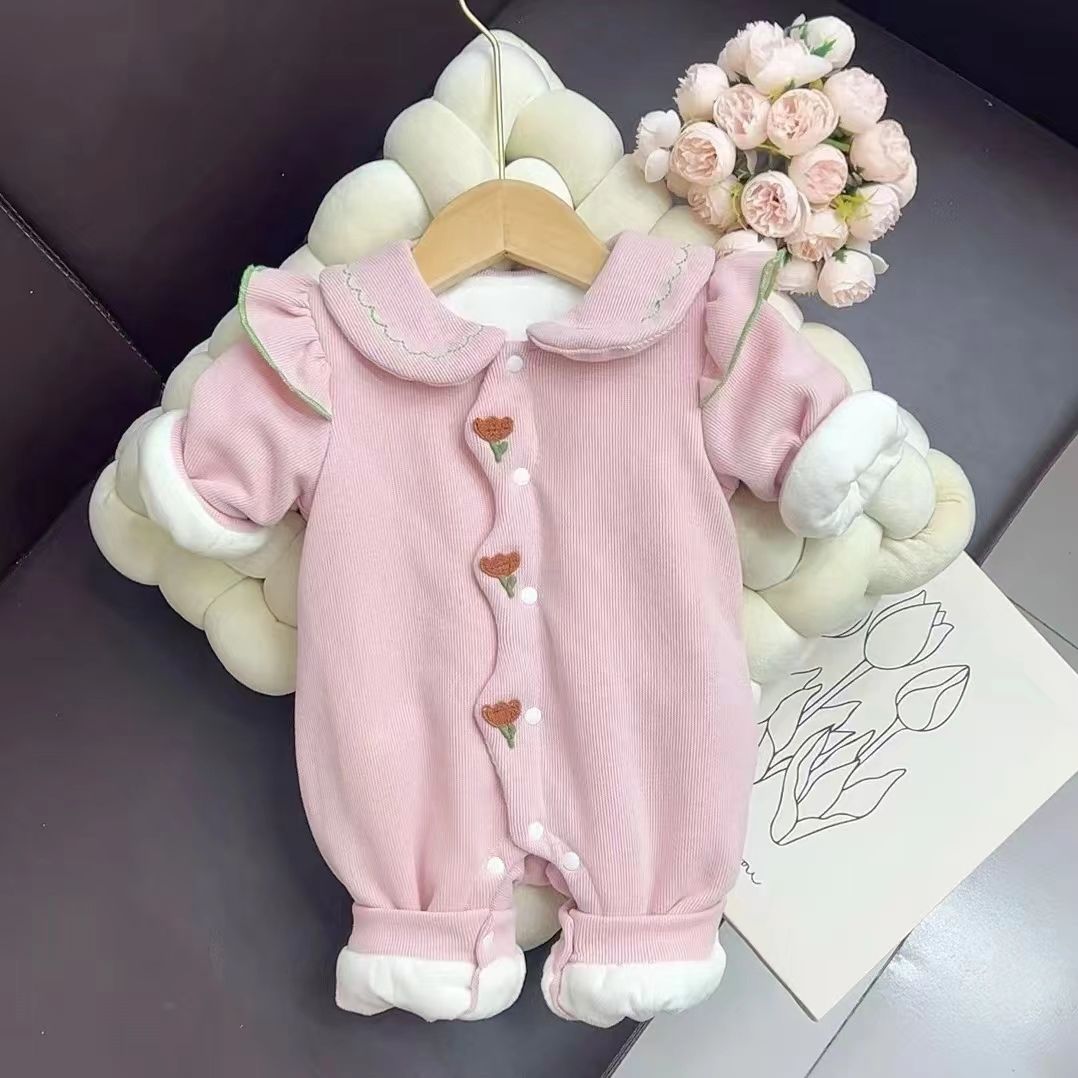 【200g棉服】婴儿连体衣秋冬女宝宝衣服公主洋气加绒夹棉百天