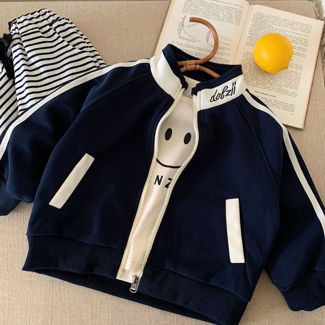 男童外套卫衣儿童春秋立领潮酷痞帅童装1-3岁女童2025新款男宝宝