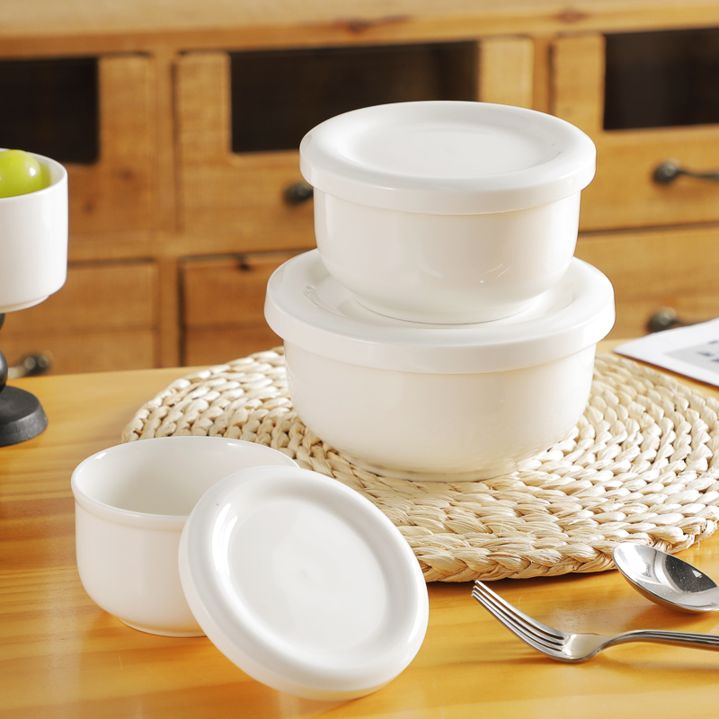 【怀瑾陶瓷】高颜值简约纯白蒸蛋碗保鲜碗加厚釉下彩耐高温陶瓷餐具