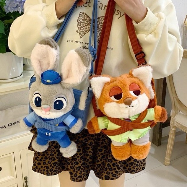 卡通ins可爱疯狂动物城兔子尼克朱迪少女心单肩斜挎包女学生党