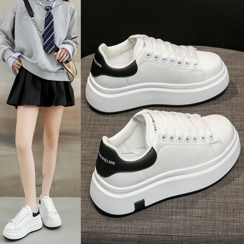 欧洲5公分小白鞋女春季女2025新款厚底增高小众时尚百搭休闲板鞋