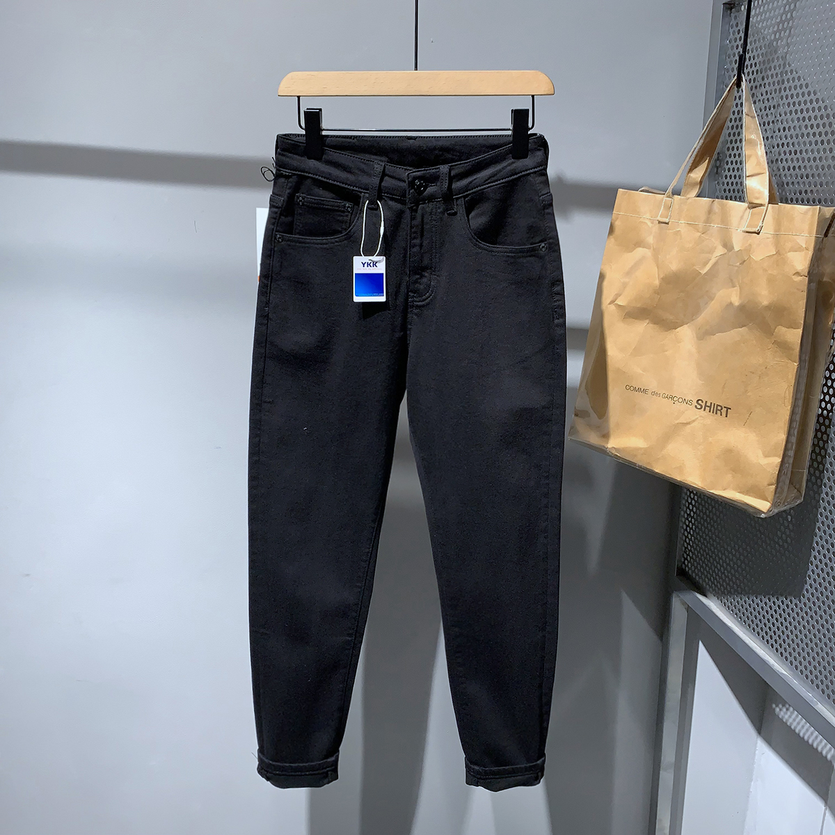 9315款黑色防褪色小脚牛仔裤修身百搭休闲时尚那男女潮流牛仔裤