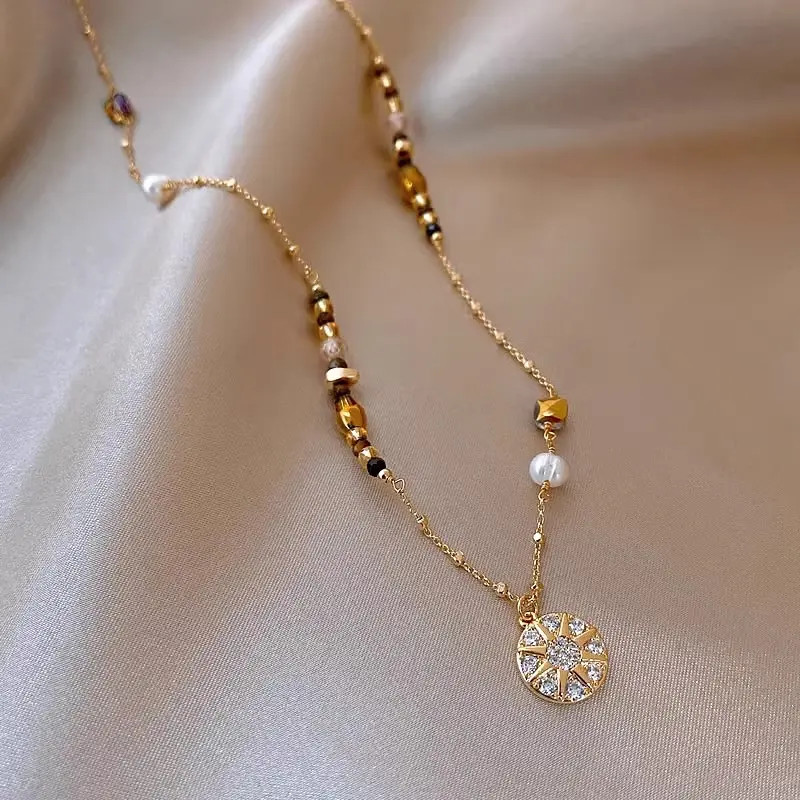 钛钢项链 秋冬美拉德星星圆盘项链女2024新款颈链轻奢小众毛衣链