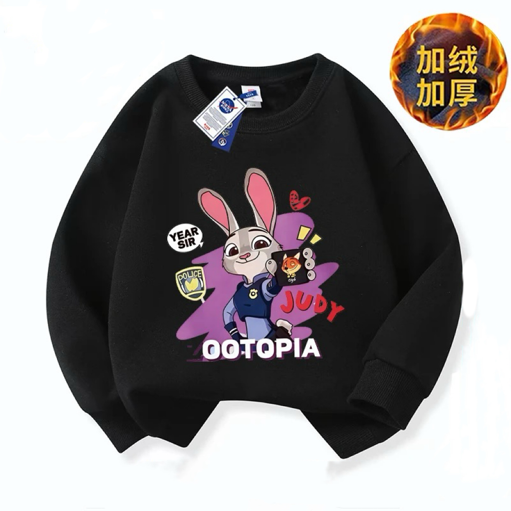 疯狂动物城兔子朱迪儿童圆领卫衣男女中大童秋冬可爱卡通长袖上衣