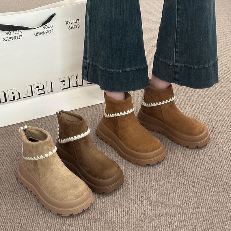 厚底勃肯鞋短靴子女款2025新款秋季复古美拉德休闲马丁靴高帮女鞋