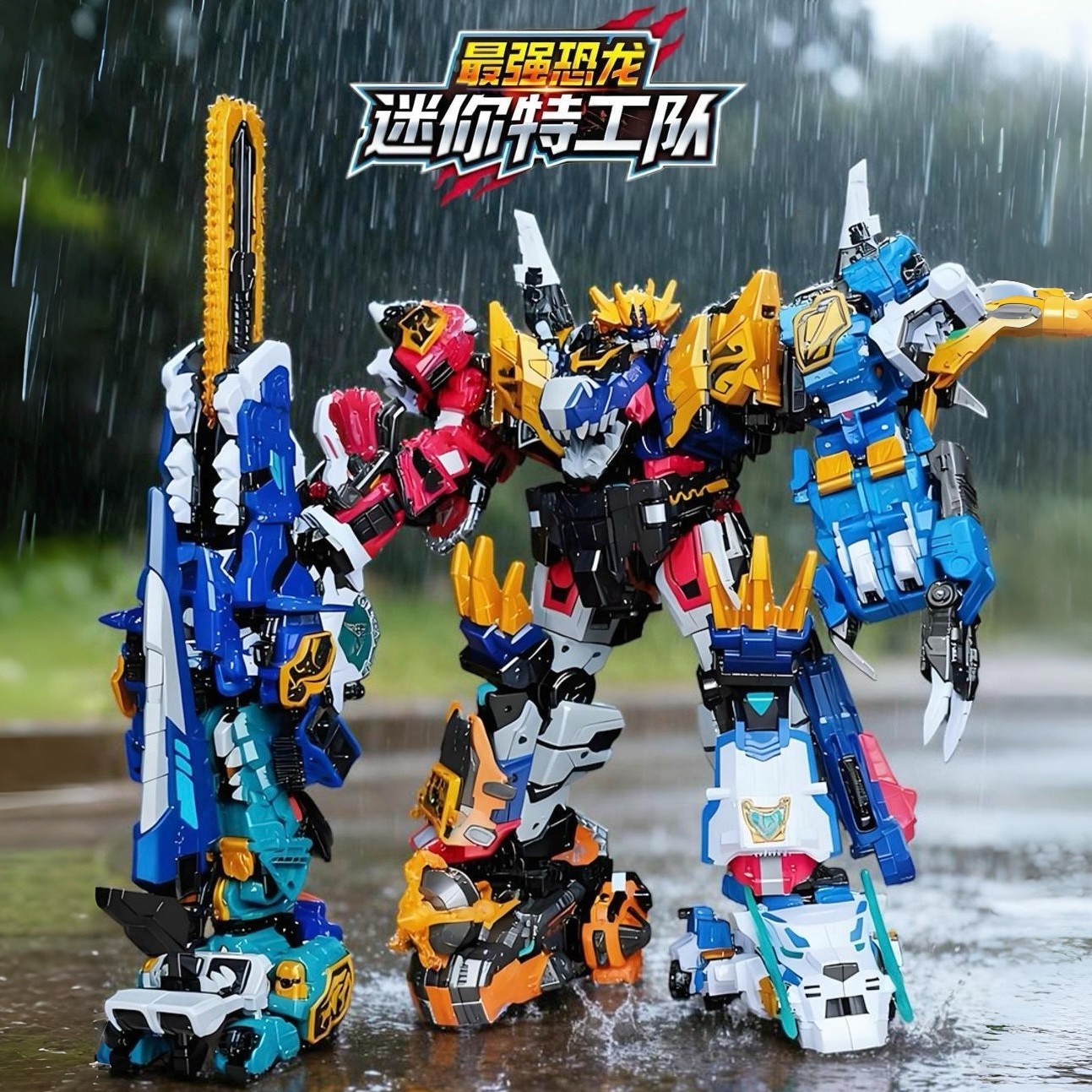 迷你特工队8最强恐龙霸王三角龙机甲合体变形机器人玩具男孩礼物