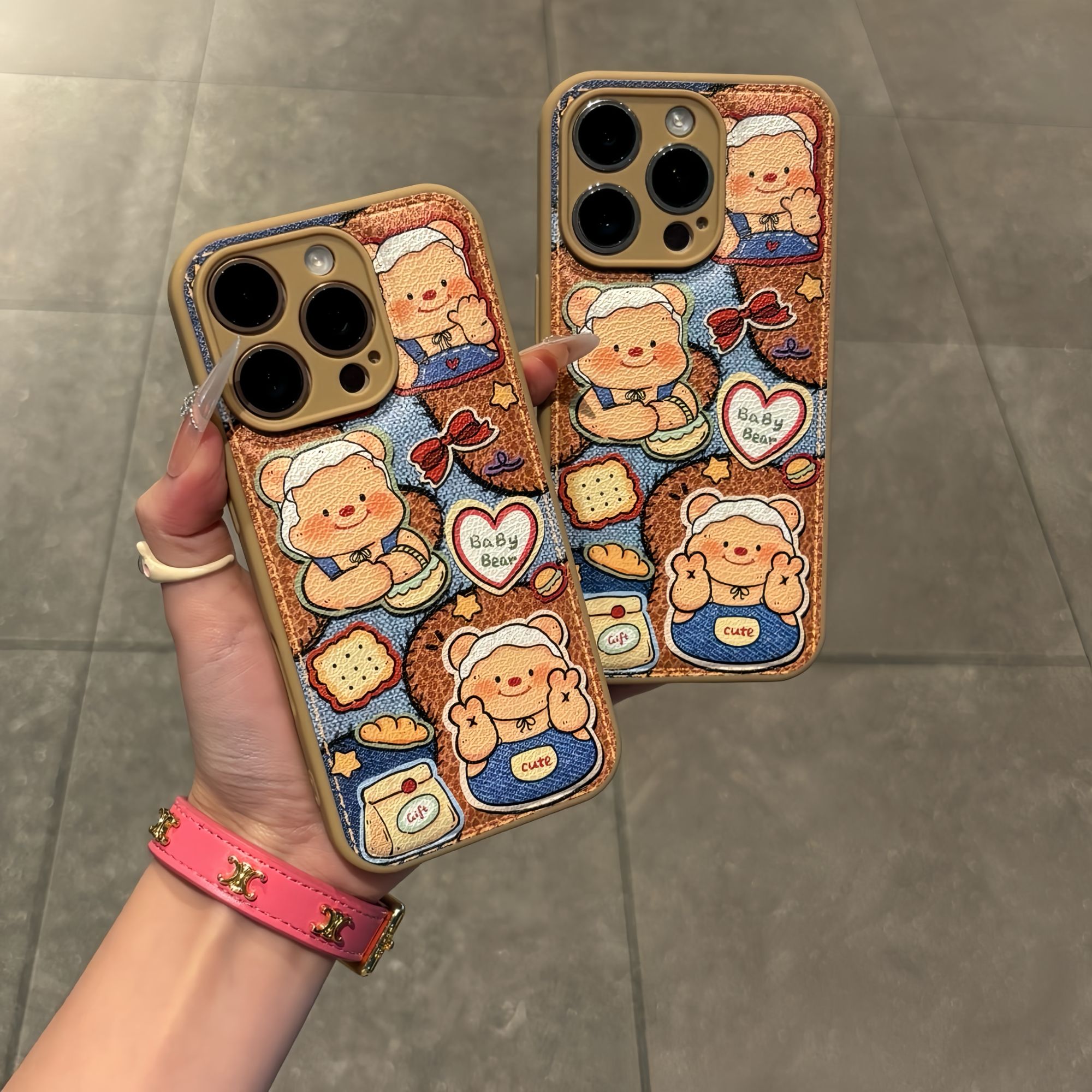 比耶黄油熊适用苹果16promax手机壳iPhone15华为p40vivo小米oppo