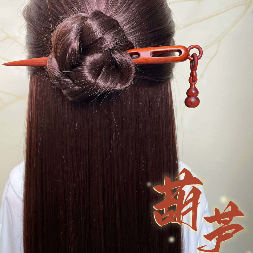 【原创】简约葫芦步摇单簪双面立体雕刻精雕发饰