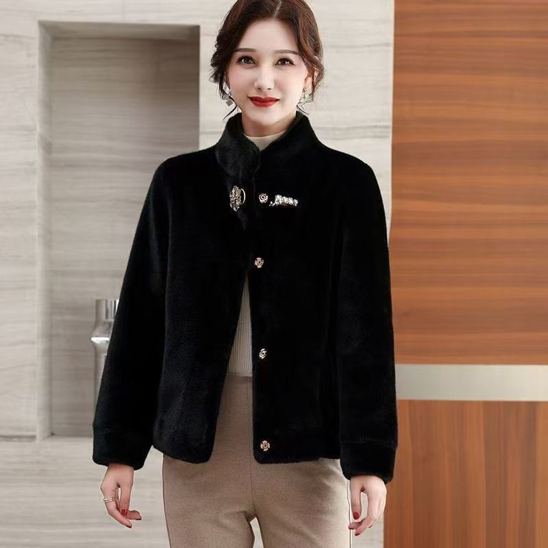 2025新款修身显瘦冬季妈妈装外套气质时尚百搭秋冬女士洋气水貂绒