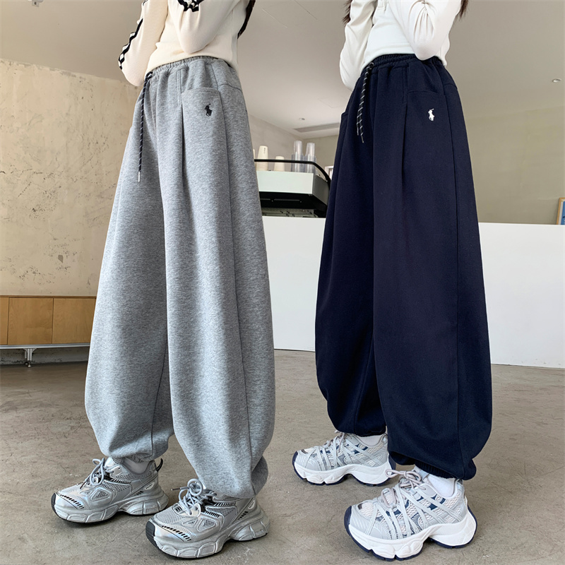 女童春秋款休闲裤2025新款中大童韩版针织卫裤初中生直筒运动裤潮