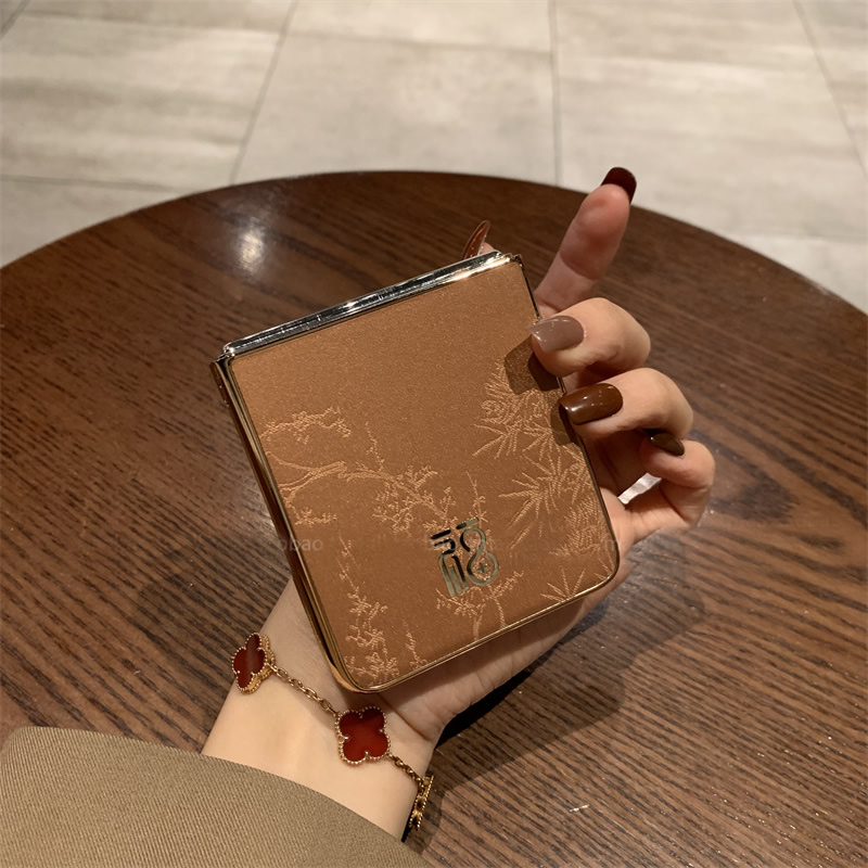 复古棕色国风烫金福字适用华为pocket2手机壳purax高级感p50s小米