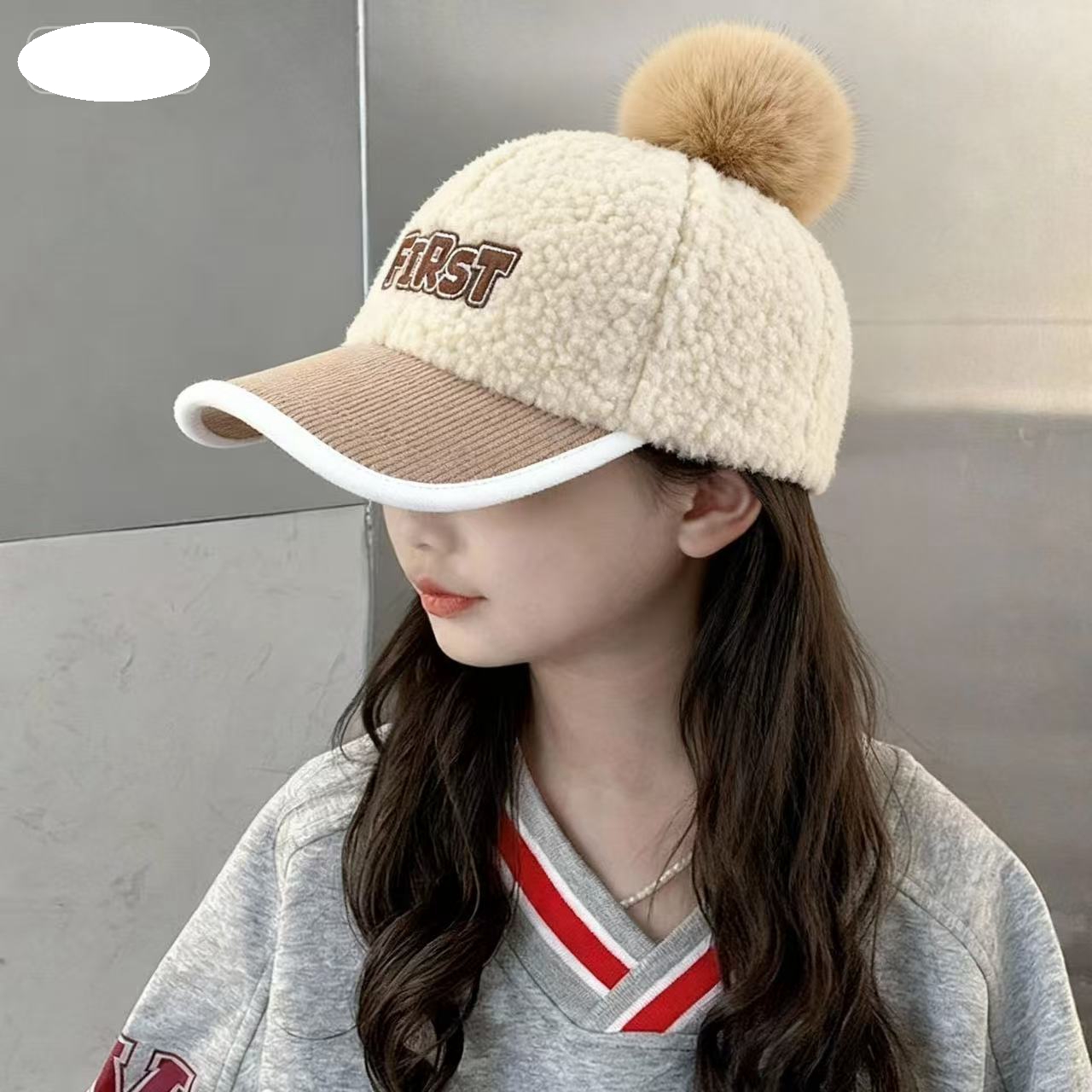 宝宝秋冬季鸭舌帽韩版百搭女童可爱超萌棒球帽男童洋气时尚毛球帽