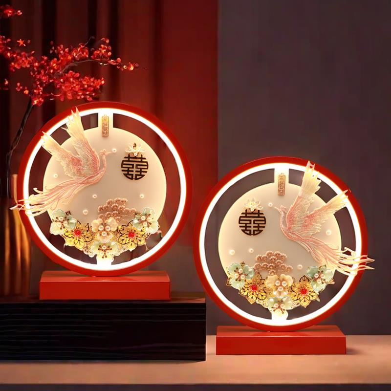 中式结婚台灯婚房床头灯高档实用婚房陪嫁长明灯一对新婚电竞台灯