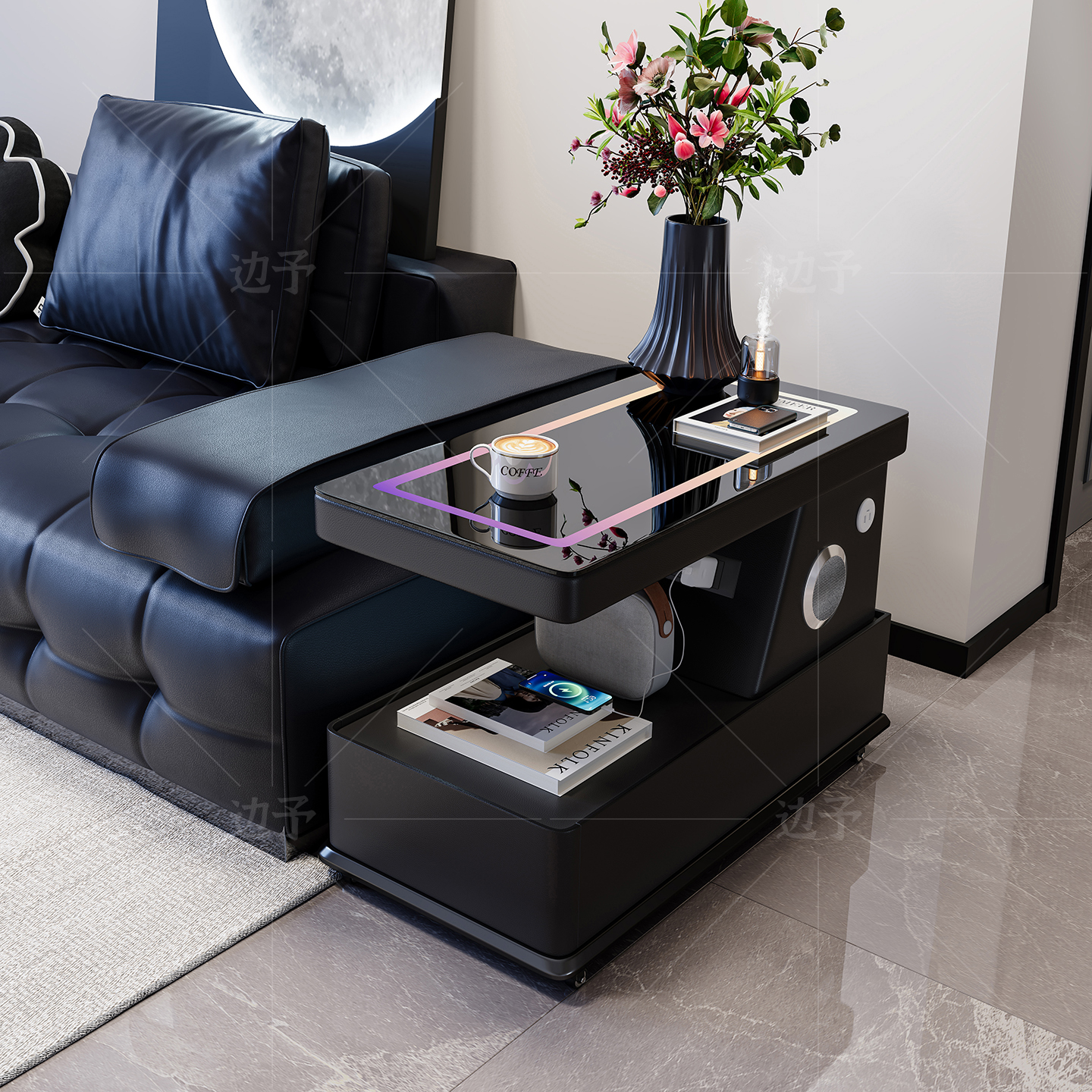 可移动茶几小户型现代简约边柜轻奢客厅意式极简新款沙发边几推车