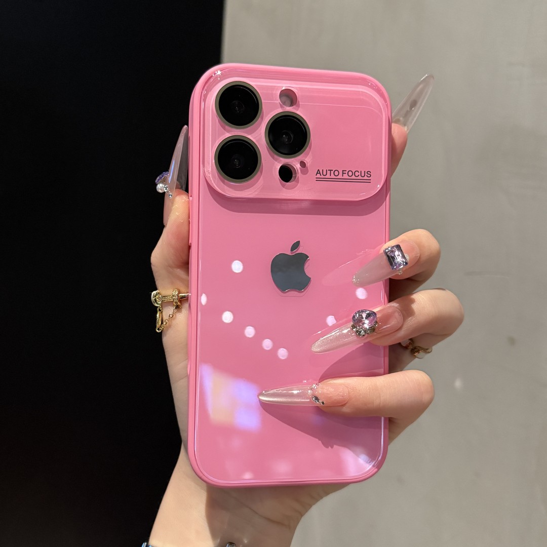 适用苹果17/16/15/14冰感马卡龙大视窗手机壳15promax全包带护镜