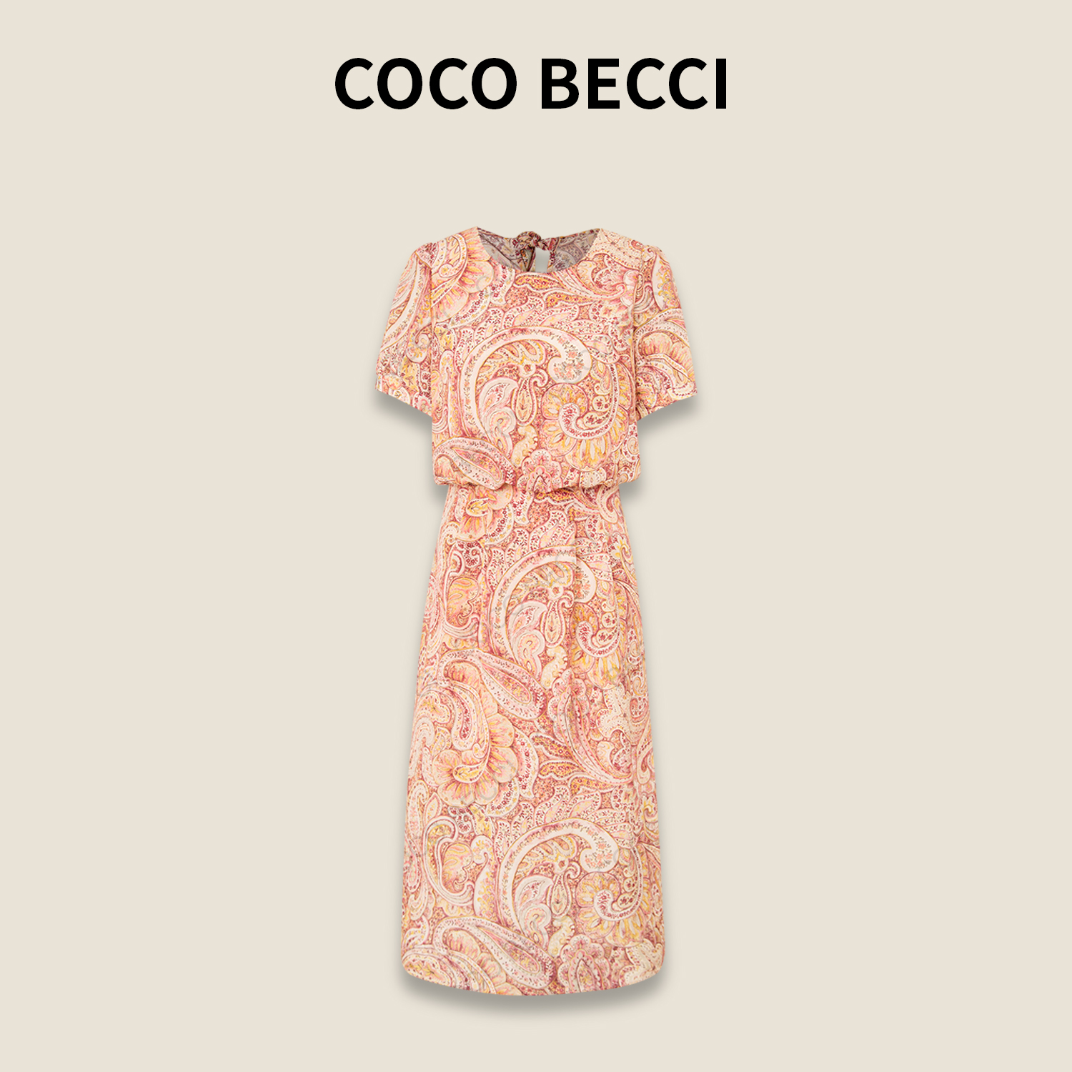 COCO BECCI【佩斯利风情】100%桑蚕丝02双绉显瘦连衣裙CFXYB372092