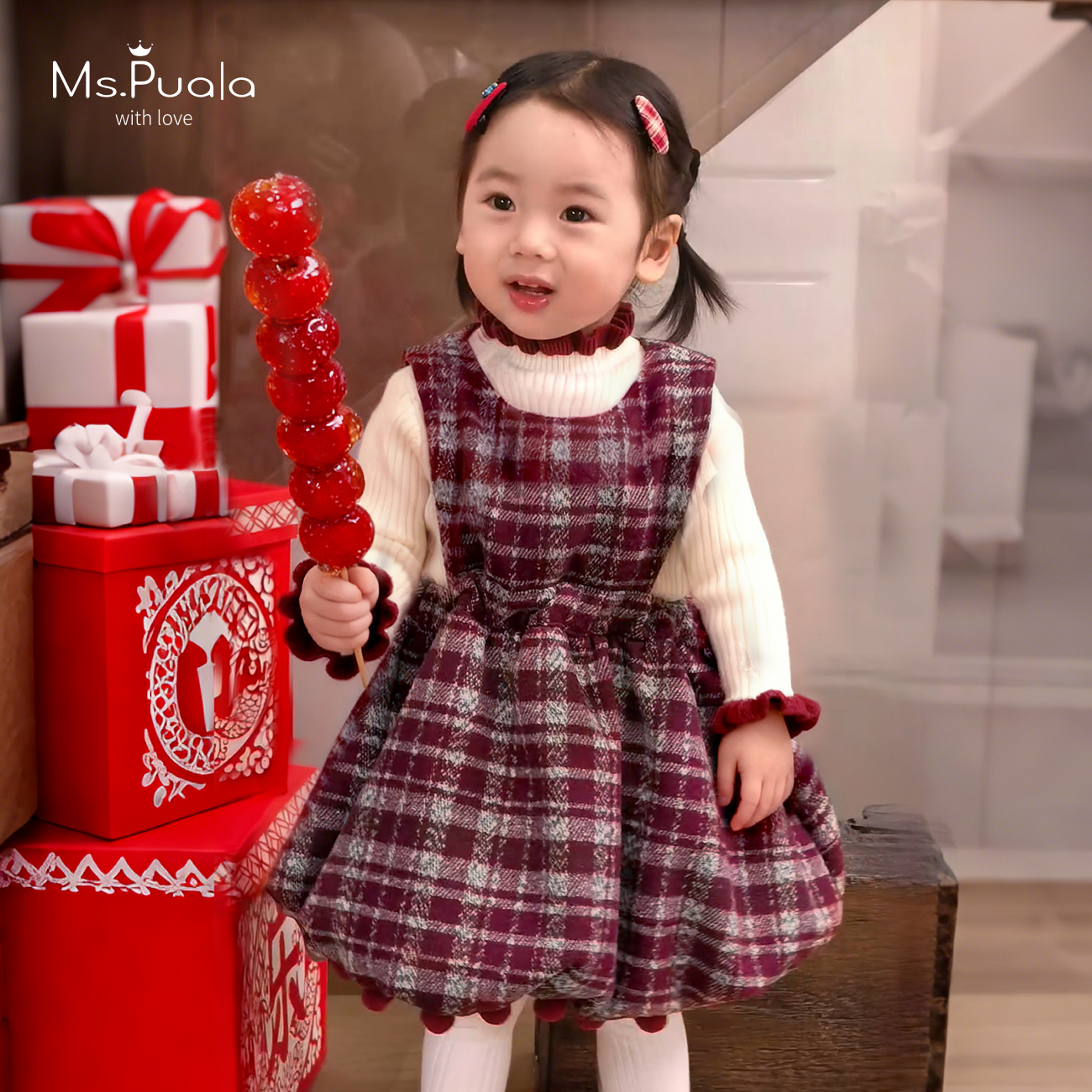 【MsPuala千禧】婴幼儿童装背心裙女宝宝冬加棉舒适连衣裙-MD943