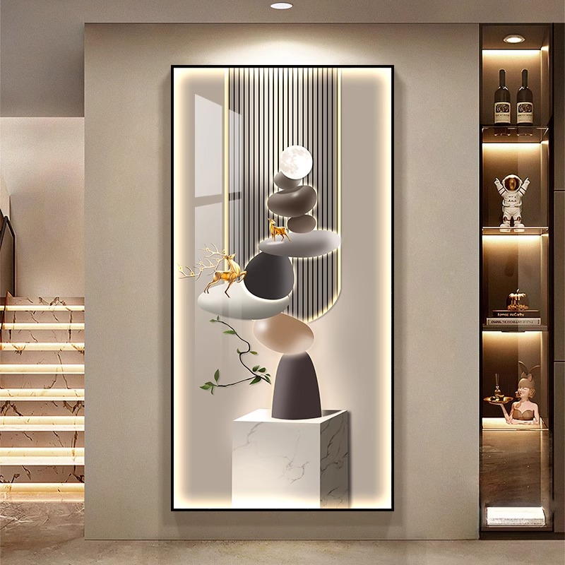 新款现代简约玄关装饰画轻奢大气过道石来运转走廊挂画高级壁画