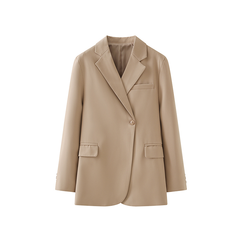 高级通勤感！含棉舒适有型 平驳领单扣设计经典净版西装外套