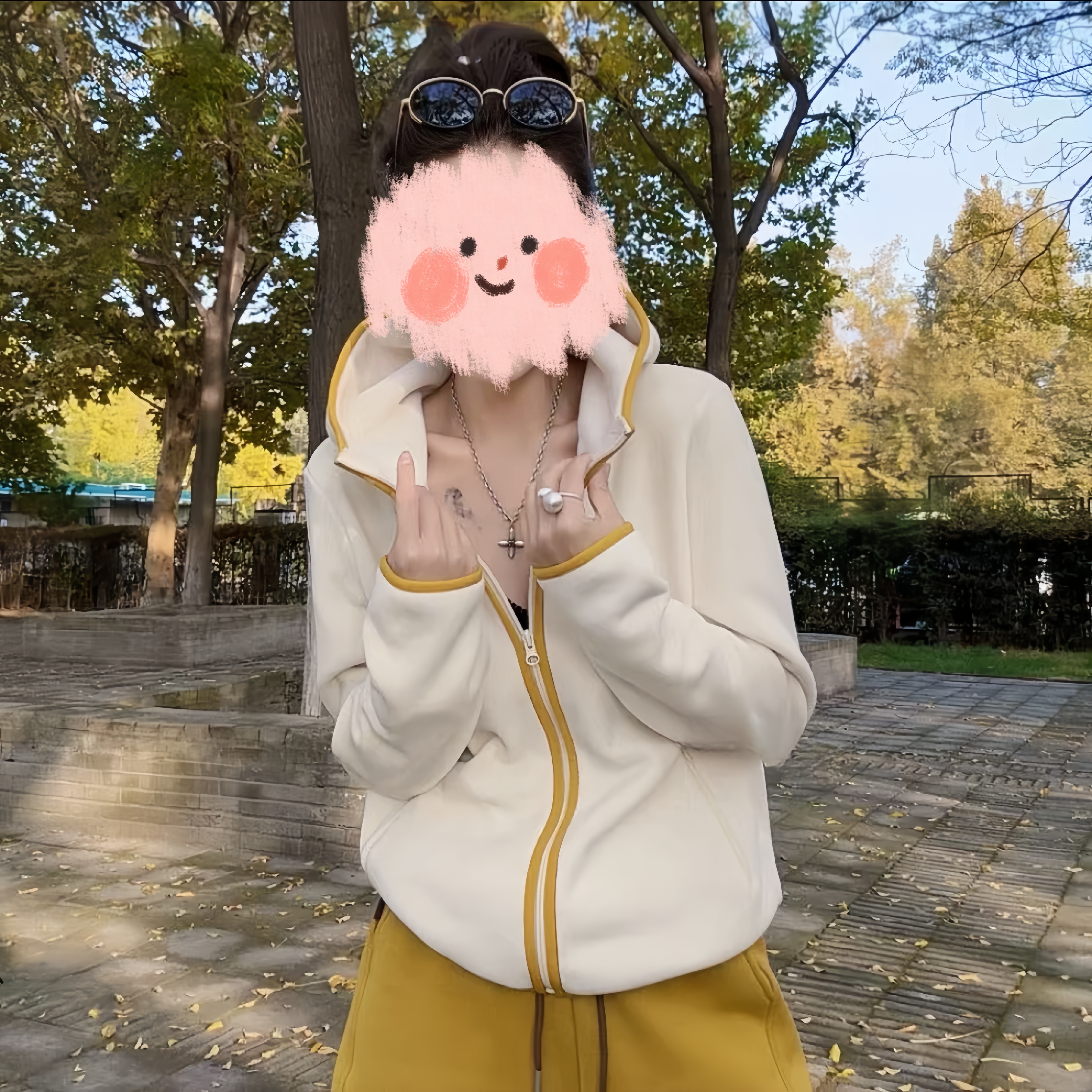 东大门加厚摇粒绒连帽卫衣外套女2024冬新款宽松撞色保暖开衫上衣