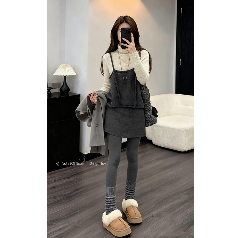 【现货】秋冬穿搭一整套女2025新款针织马甲叠穿蕾丝衫短裙三件套