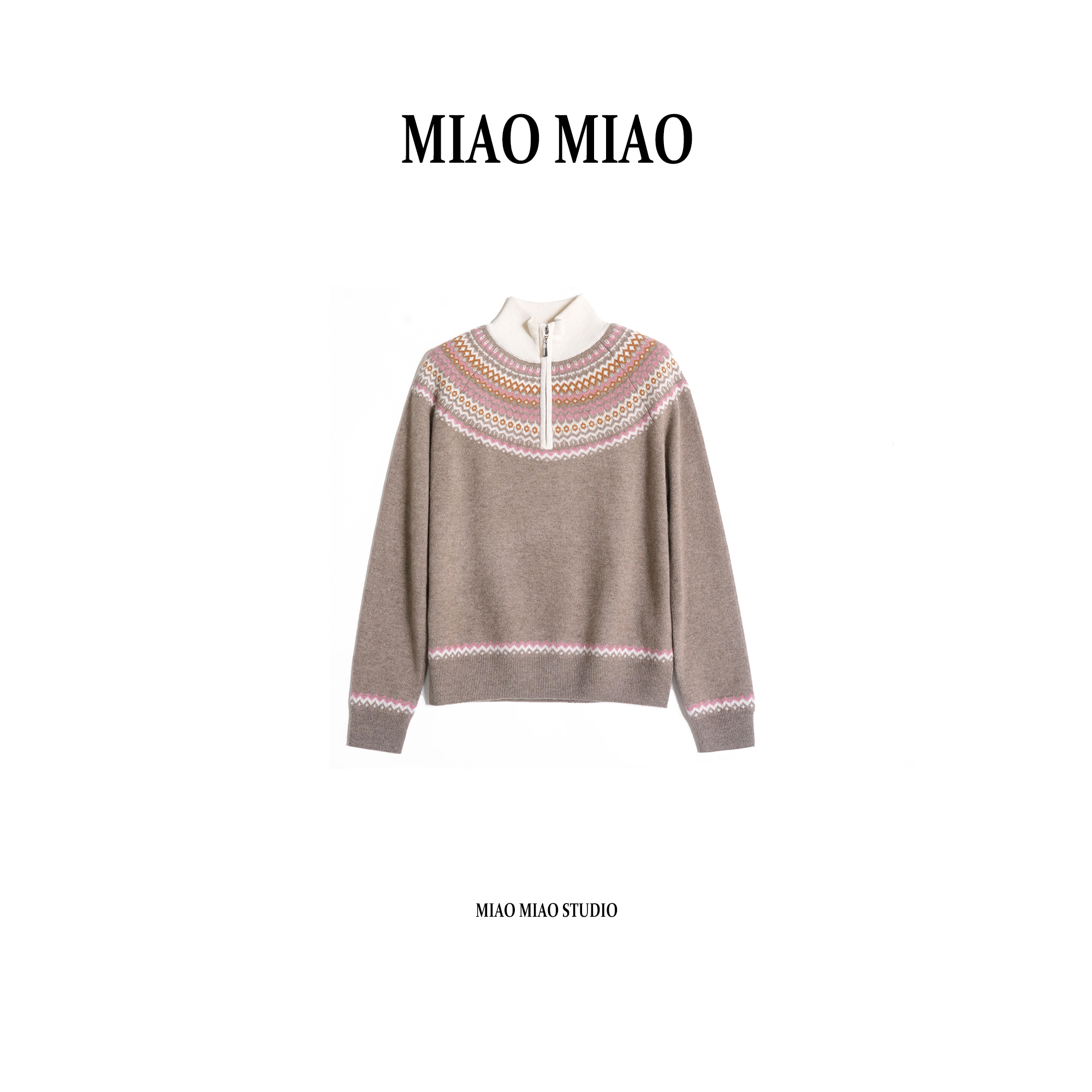 【淮姝】徐淼淼费尔岛提花290克起100%山羊绒康赛妮羊绒衫CB1725