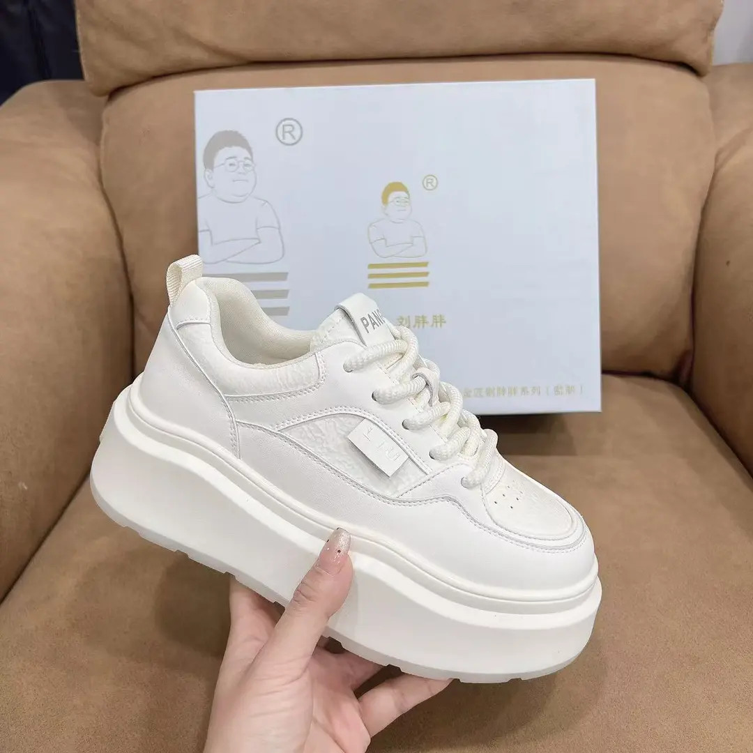 金匠11同款#刘胖胖女士真皮松糕厚底休闲百搭韩版小白鞋运动时尚