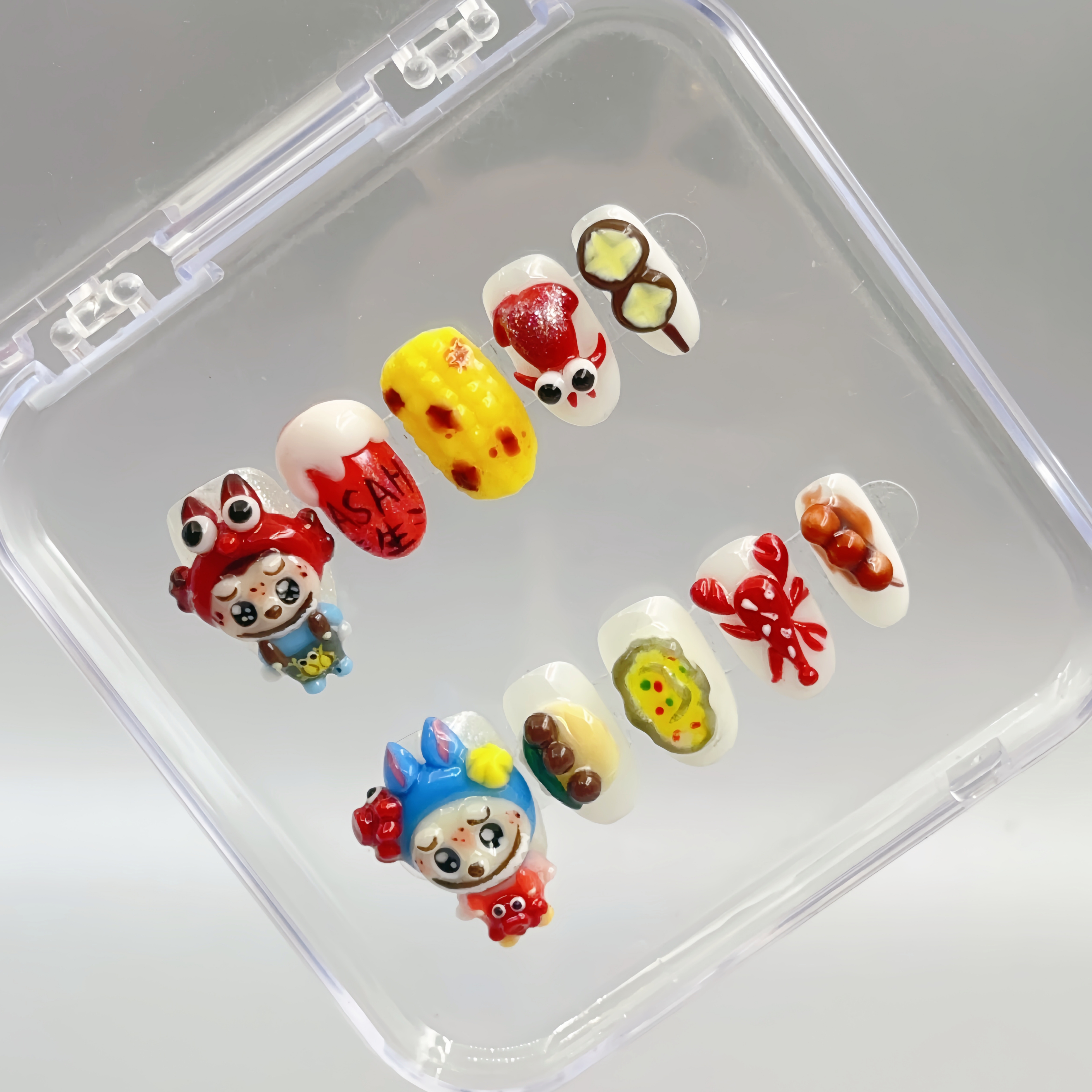 【海鲜拉布布】可爱卡通风格拉布布主题彩绘捏捏款纯手工穿戴甲