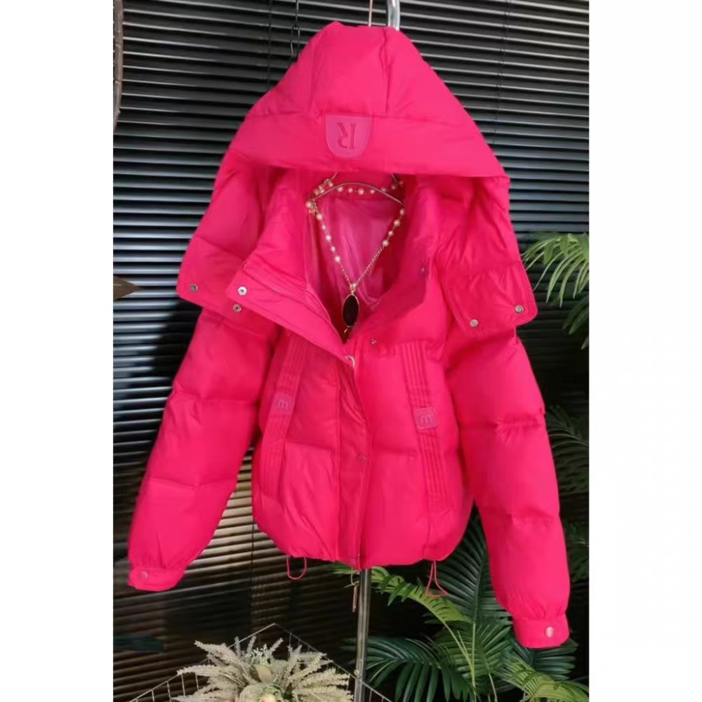 超好看时尚减龄百搭糖果色连帽加厚棉服外套女冬季面包服小个子潮