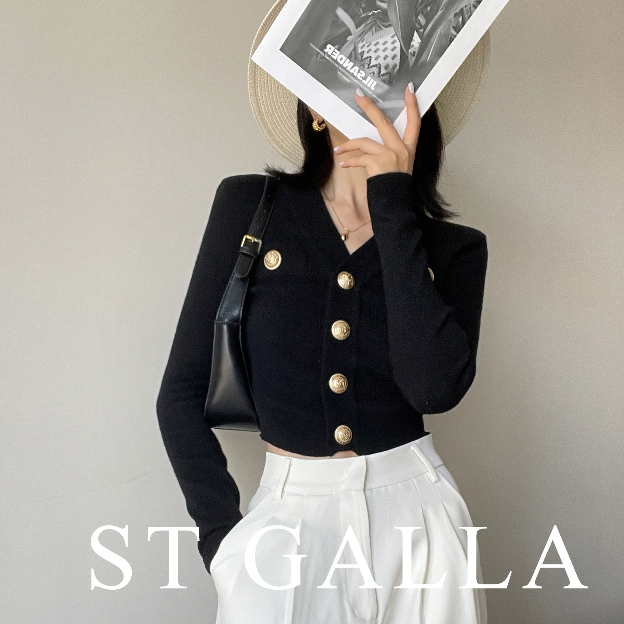 夏娃徐睿知痞幼同款法式小香风黑色针织开衫外套气质修身短款上衣