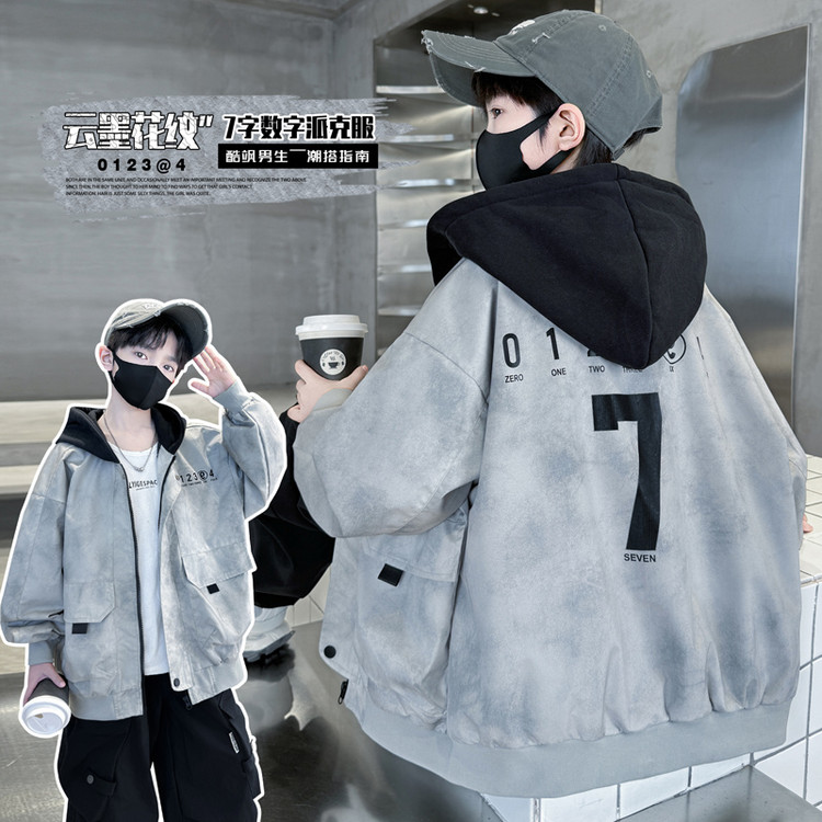 普通外套休闲春秋印花男童中大童潮流帅气儿童洋气