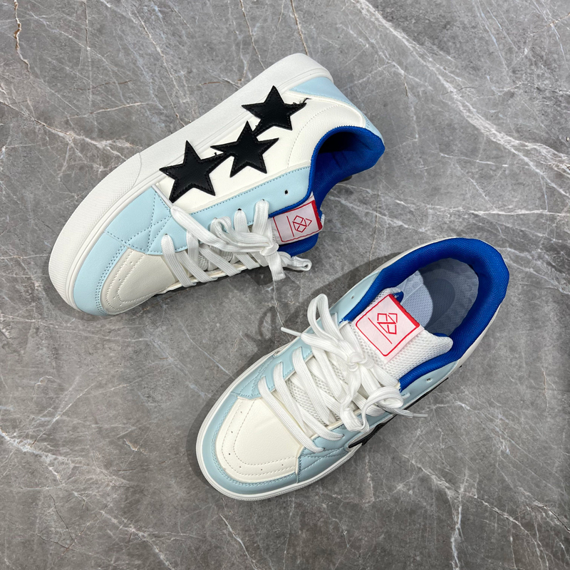 低帮厚底男士休闲星星板鞋子爆款2025新款学生潮流百搭拼色男鞋子