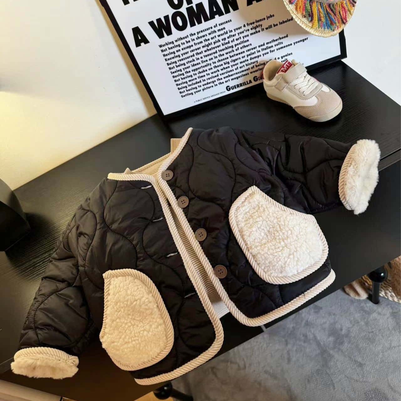 葫芦口袋绗棉外套儿童加厚夹棉冬季保暖加绒男童棒球服夹克童装