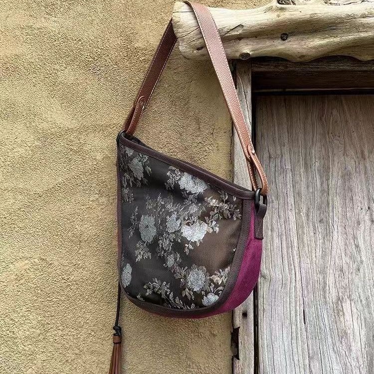 新中式国风单肩包2025新款女包文艺原创设计布包复古腋下包小众包